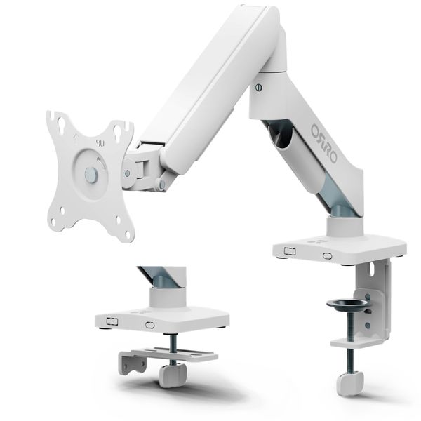 ORRO Home Gen 2 White Single Monitor Arm Mount - VESA Desk