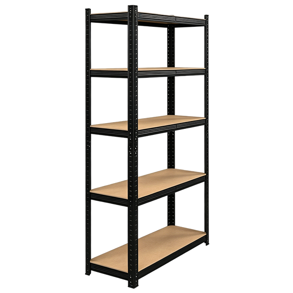 5 - Tier Black Storage Rack: Adjustable &amp; Easy - assemble 180x90x40cm