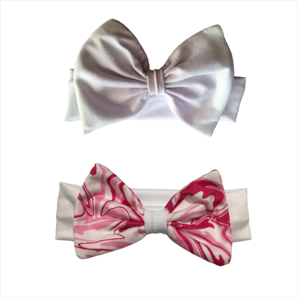 Matching Headbands - 2 Pack - White and Shades Pink