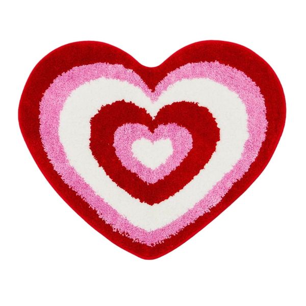 Heart Mat, 100x100 cm, Non-Slip Polyester For Bath &amp; Entry