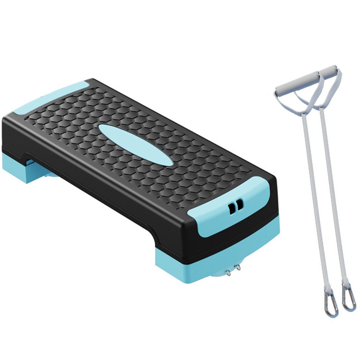Aerobic Exercise Step Platform Adjustable with Resistance Bands for Home