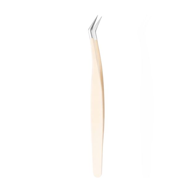 False Eyelash Tweezers - Pointed Gold Feather Clip - Cream