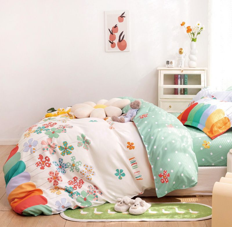 Linen Boutique Duvet Cover Set Reversible Spring FloralWhiteGreen