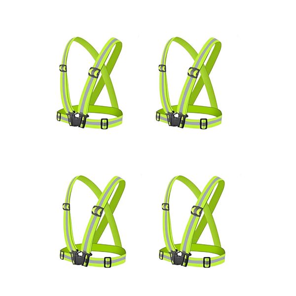 Set Of 4 Adjustable Highlight Reflective Straps Vest Belts AY093-001