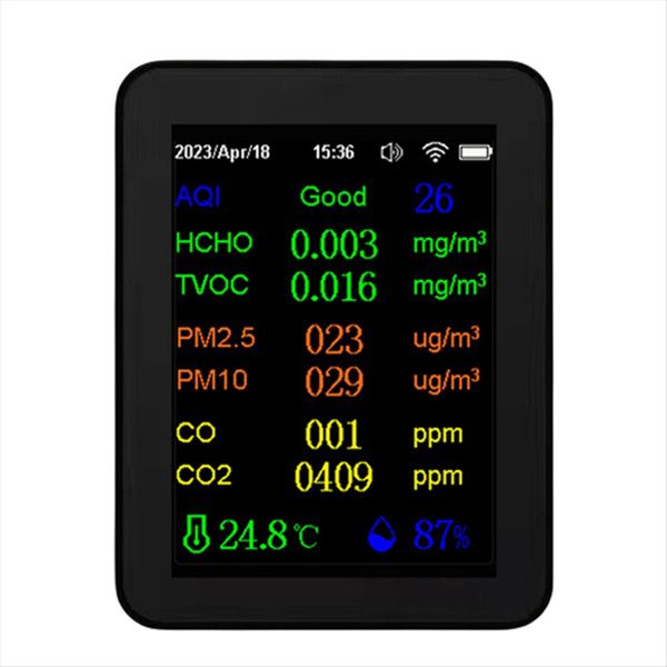 12 in 1 Air Quality Monitor Co2 Monitor Black Compatible with Universal