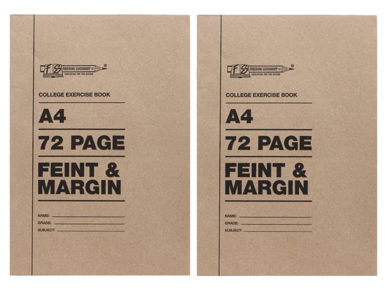 Freedom Stationary A4 72 Page Feint &amp; Margin College Exercise Book