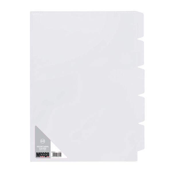 20 Pack Meeco 5 Division Secreterial Folder Clear