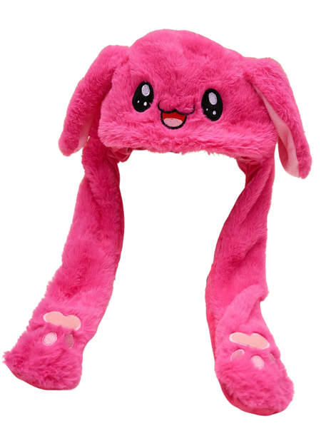 Bunny Winter Beanie Hat with Moving Ears - Dark Pink - SuperSoft &amp;Warm