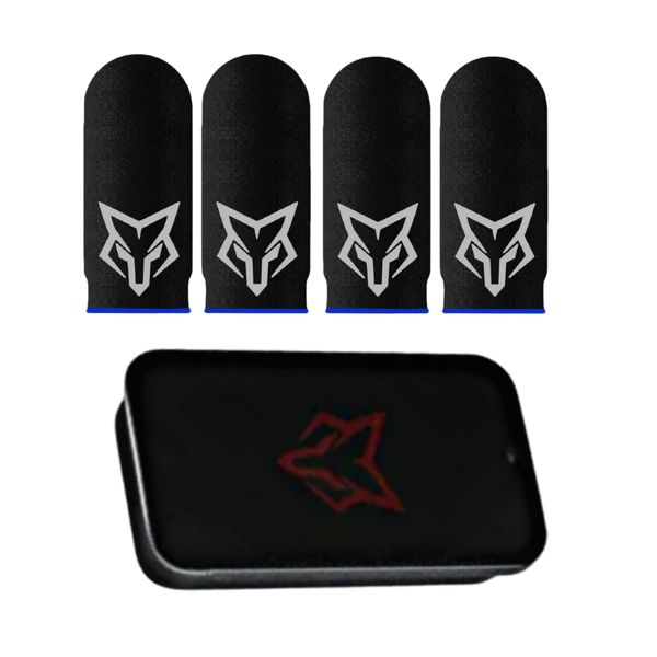 Sarafox V6 -Premium Finger Sleeves x 4 for Gaming PUBG including Metal Case