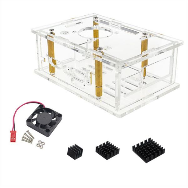 for Orange Pi 5 Max Transparent Acrylic Shell Fan Heat Sink