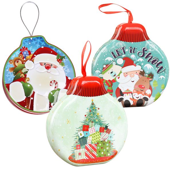 Home Decor Fillable Jolly Christmas Tree Ornament Tin Set of 2
