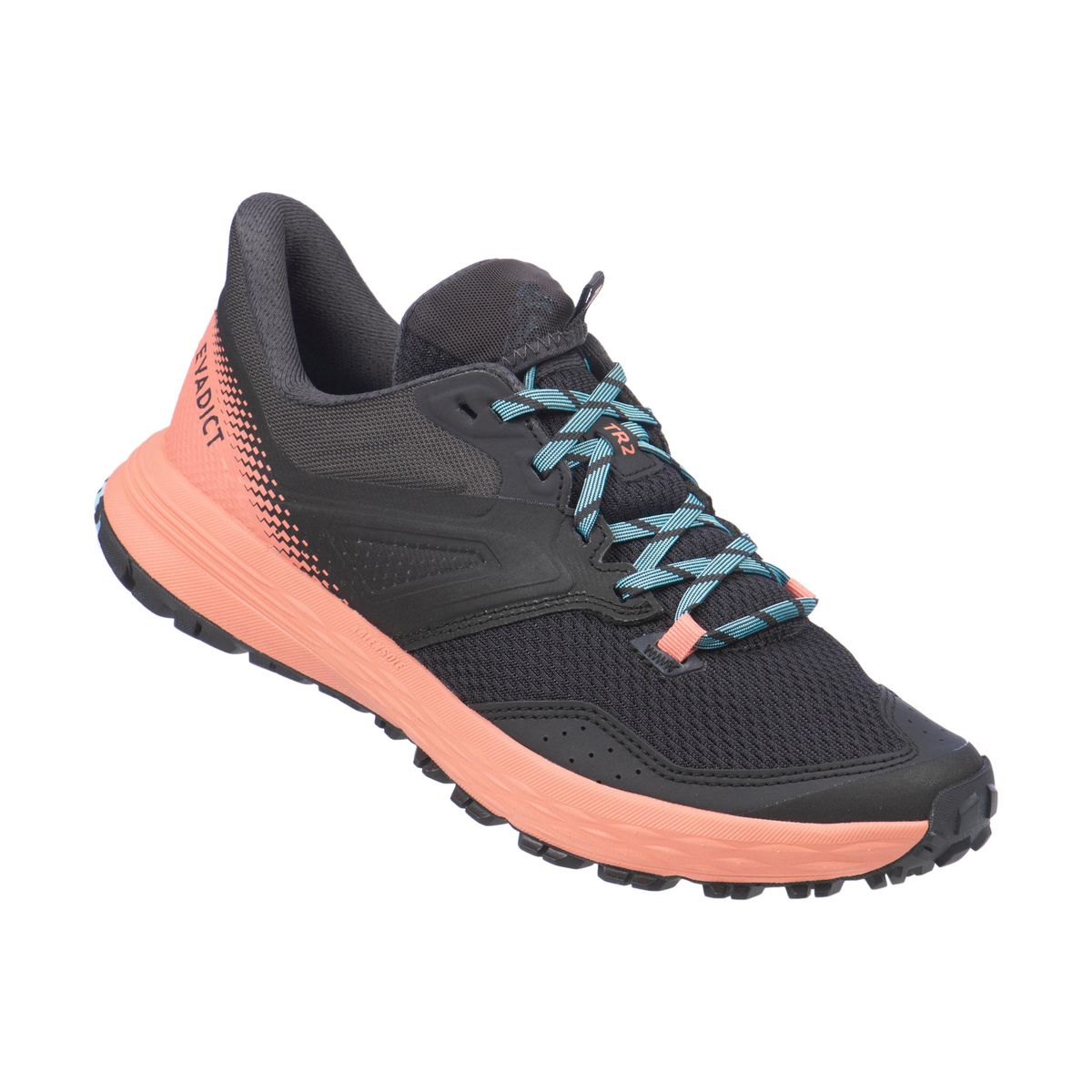 Kiprun Women's Trail Running Shoe TR2 - Black, Coral & Blue - UK 3