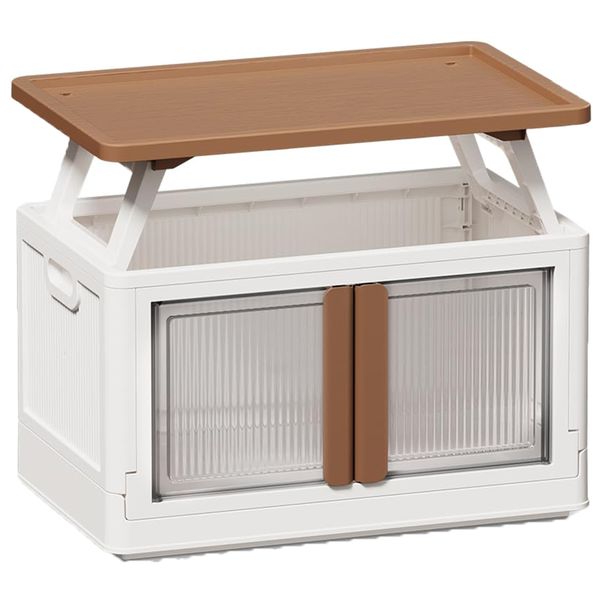 Collapsible Camping Box Storage Box with Table Stackable Storage Bins