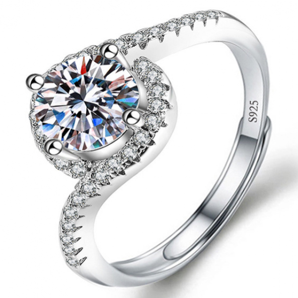 Rings Wedding Moissanite 1Carat Zircon Adjustable Diamond Ring - D ...