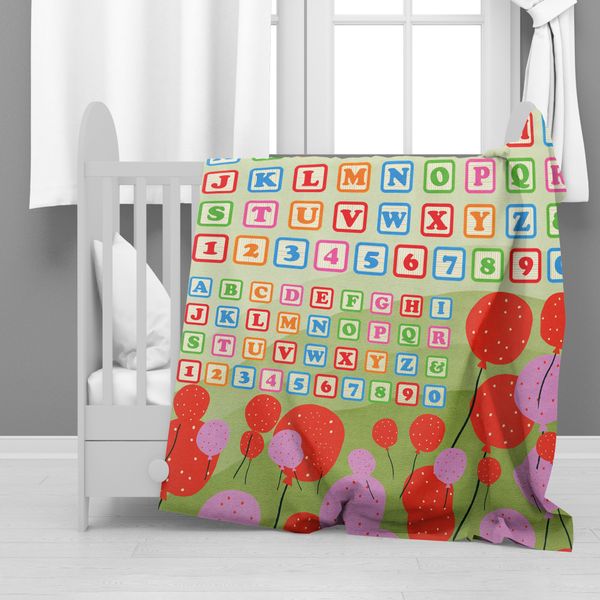 Balloon Numbers &amp; Letters Minky Blanket