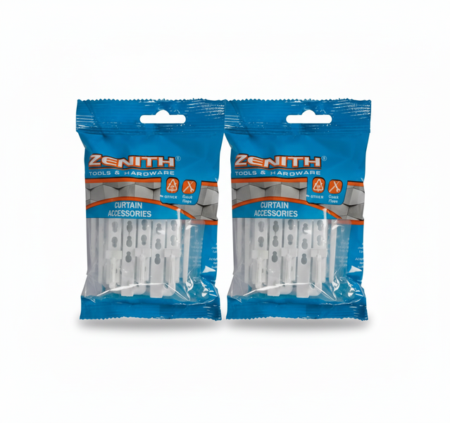 Zenith Curtain Hooks 10 Piece Adjust Acetyl for Easy Installation - 2 Pack