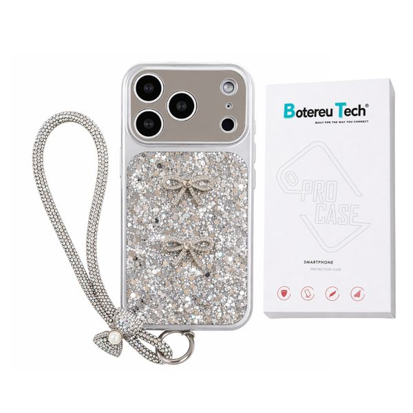 BotereuTech Slim Case Compatible with iPhone 17 Pro Max Glitter Silver