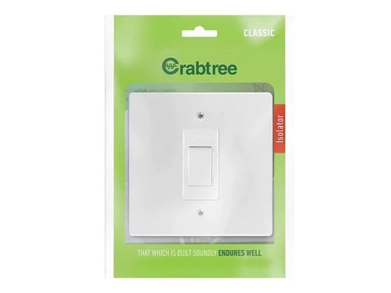 Crabtree Classic Isolator 60A Double Pole with Metal Cover Plate White