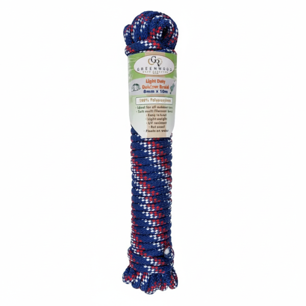 Green Wood 8mm Braided Outdoor Rope - 10m