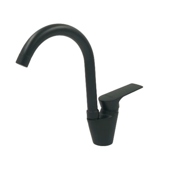 Square Black Kitchen Mixer Tap Swivel Spout Brass