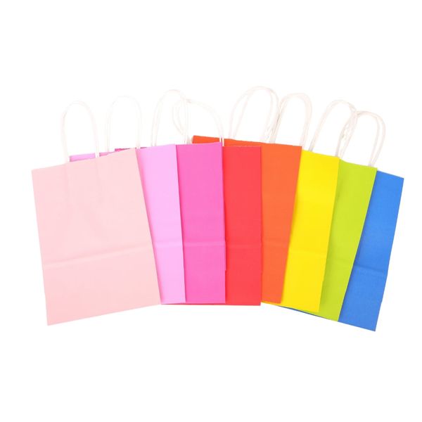 64 Pcs Kraft Paper Party Bags in 8 Colors with Twist Handles