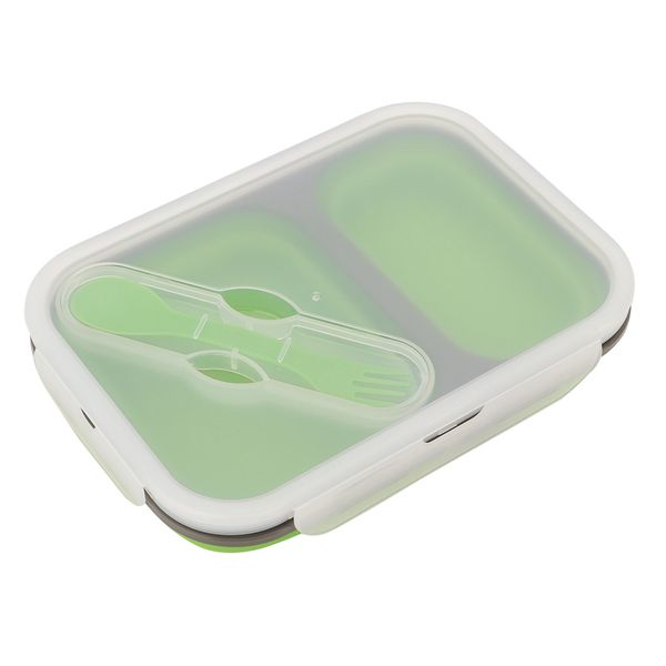Collapsible 600ml+400ml 2-Compartment Silicone Food Storage Lunch Box