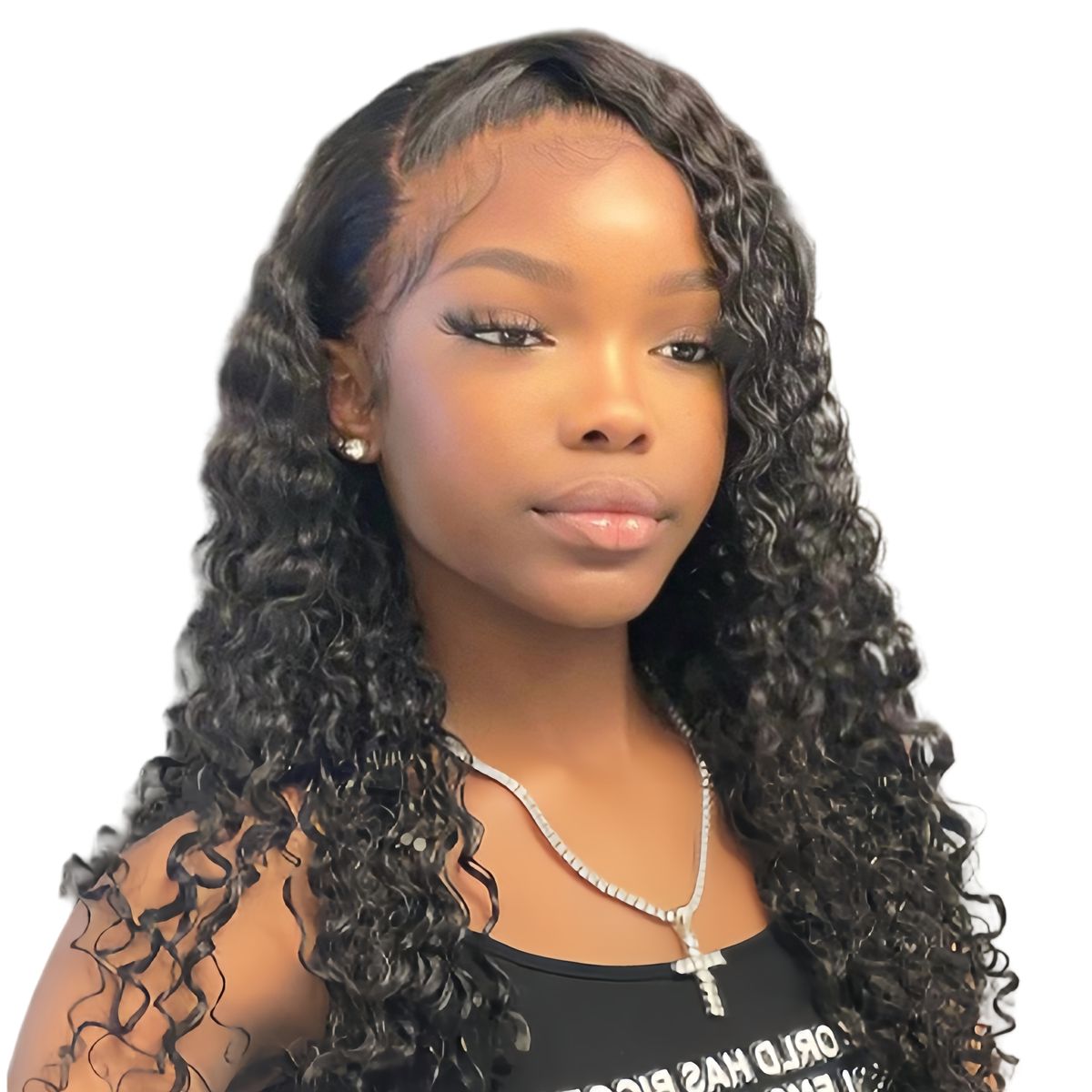 Marigold 18-inch Curly Full Frontal Wig Human Hair Natural Colour