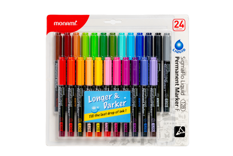 MONAMI Permanent Marker - SigmaFlo Liquid 128 1.0mm Assorted 24's
