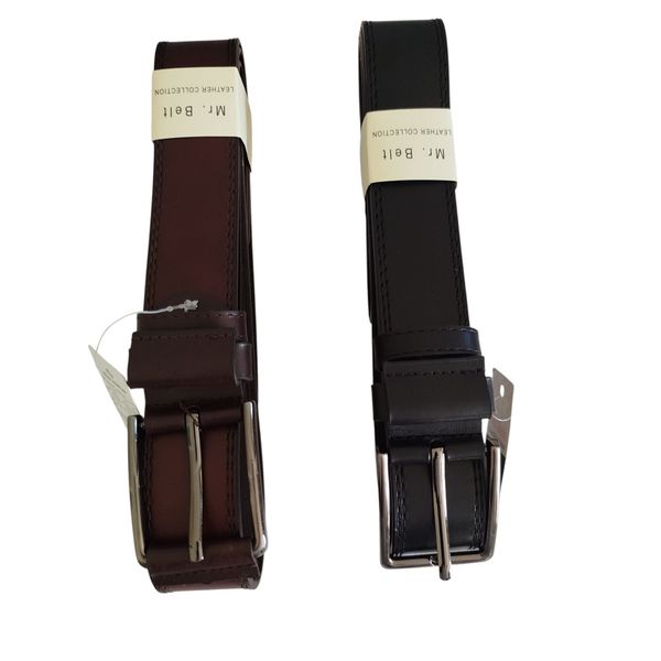 Black &amp; Brown Formal Belts for Men - Set of 2