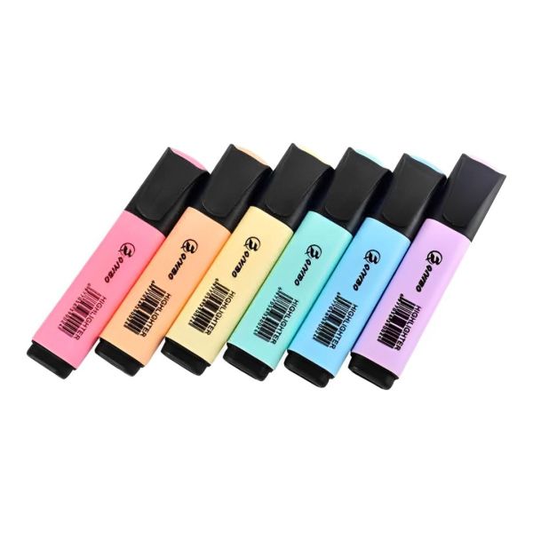 6pcs Highlighter, Pastel Colors Chisel Tip Marker Pen,Stationery Set