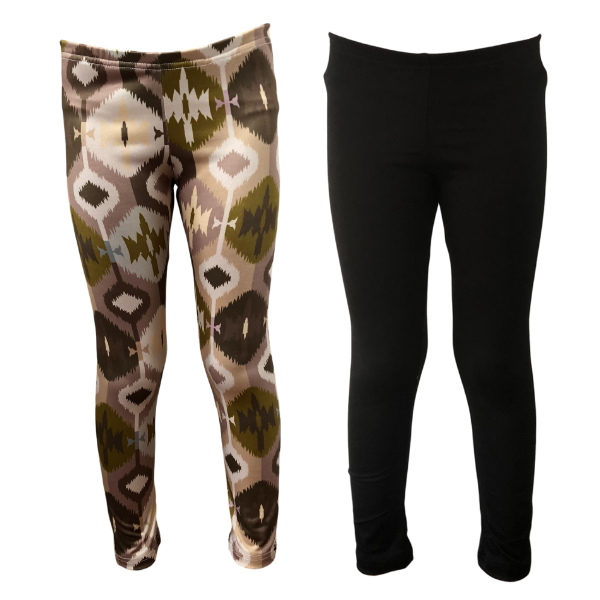 Baby/Toddler/Kids-Full-Length Leggings Stone Ikat &amp; Black