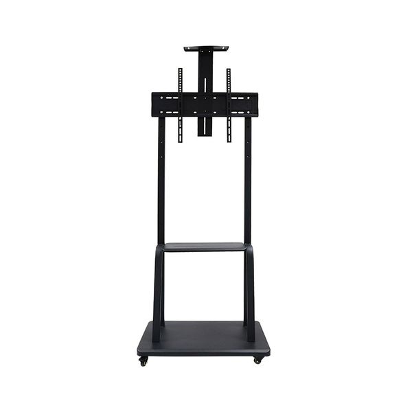 Mobile Floor TV Mount Stand Trolley Cart 2 Shelves with Wheels for 60-100