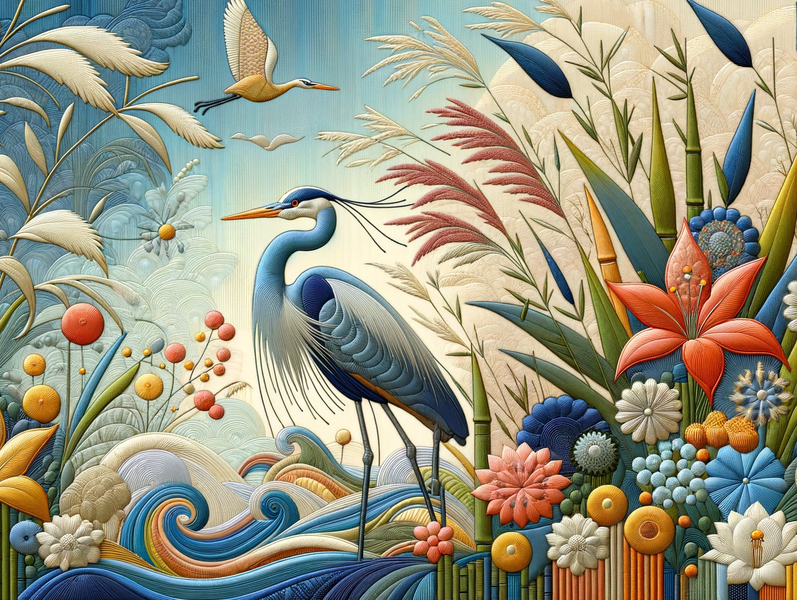 Modern Canvas Wall Art Home Decor - Colourful Heron