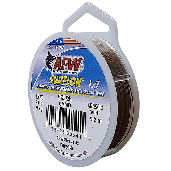 American Fishing Wire Surflon Camo Brown Leader Wire 9Kg/20Lb