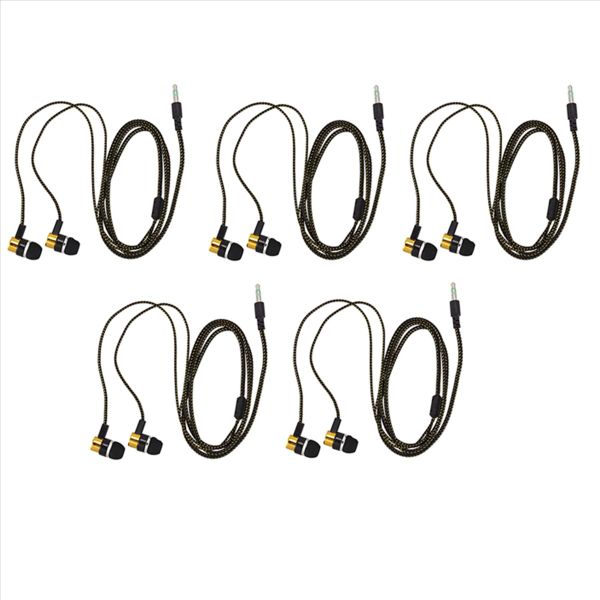1 1M Reflective Fiber Cloth Line Stereo In-Ear Earphone Golden