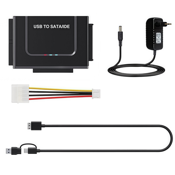 Hard Drive Reader USB 3.0/Type-C to SATA/IDE Adapter with Power Adapter