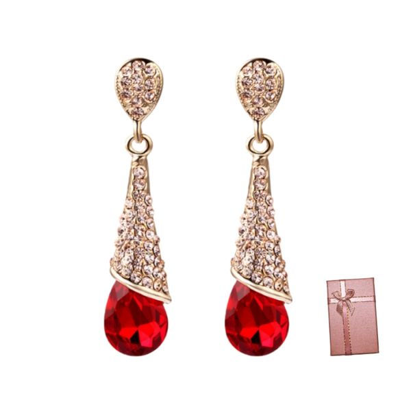 Womens Hypoallergenic Silver Needle Water Drop Crystal Dangle Earrings