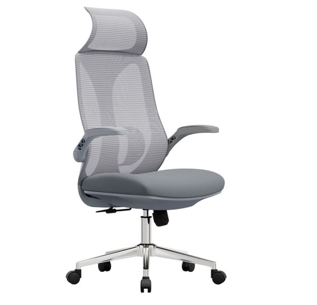 Stylish High-Back Mesh Chair - Ergonomic Office Swivel (Grey/Black)