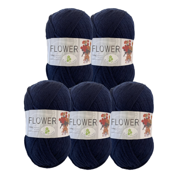 Double Knitting Polyester Yarn 100g (Pack of 5) Navy
