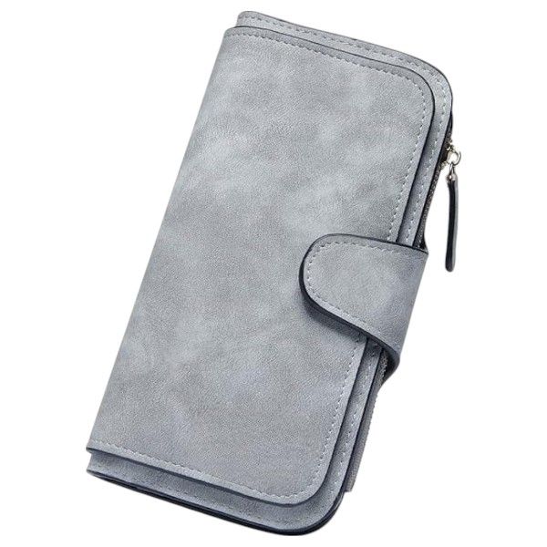 Elegant Multi-Slot Faux Leather Clutch Wallet - Grey