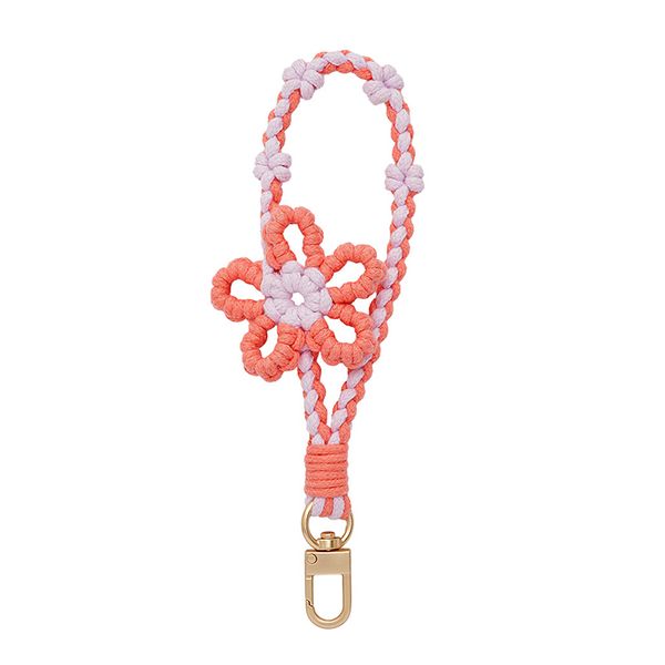 Large Flower Cotton Rope Woven Keychain Women Handbag Pendant