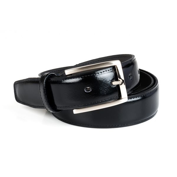UAC Genuine Leather Formal Gloss Black Mens Belt