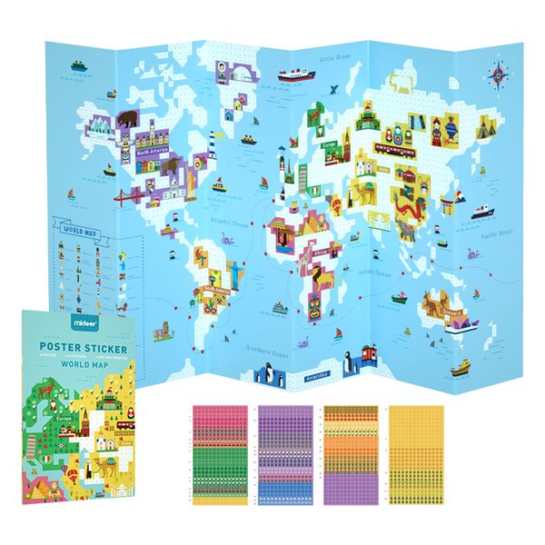 Mideer World Map Poster with Mosaic Stickers