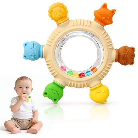 REDISSON 2 Pack Baby Teething Toys Silicone Baby Rattle for Over 3 Months Image