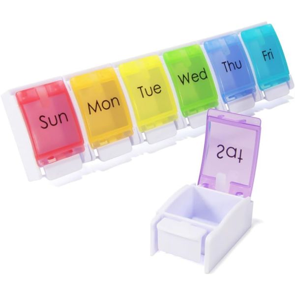 Detachable Weekly Pill Organizer, 7 Day Pill Box, Travel Medicine Holder