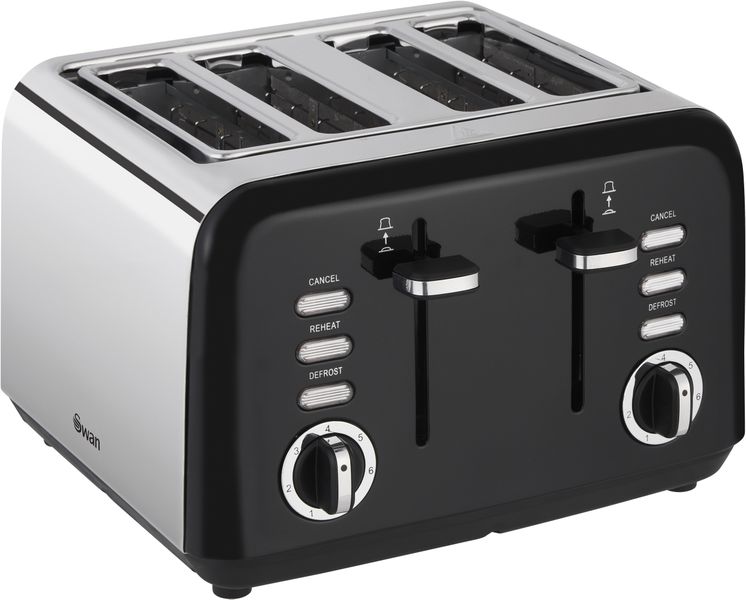 Swan Townhouse Black Electronic 4 Slice Toaster