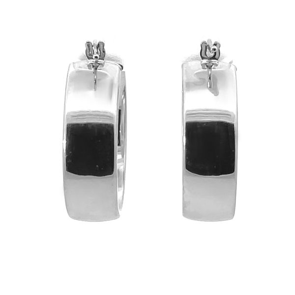 925 Sterling Silver Polished Broad Hoop Earrings