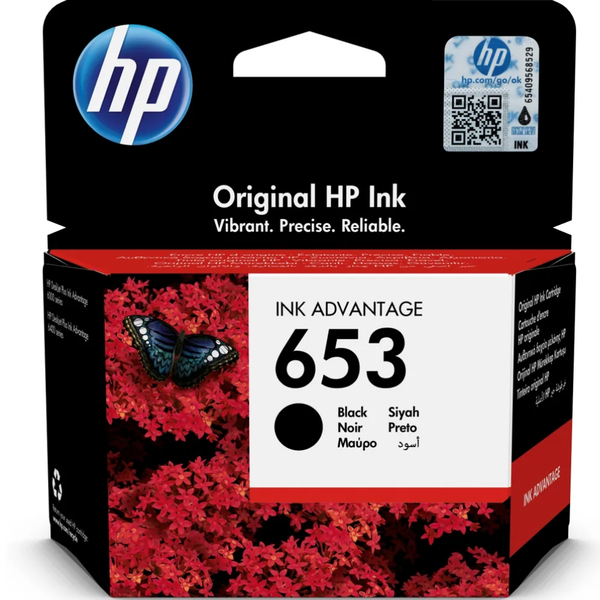 HP Ink Cartridge - Black Printer Ink- HP Printer Cartridge 653, Black Ink