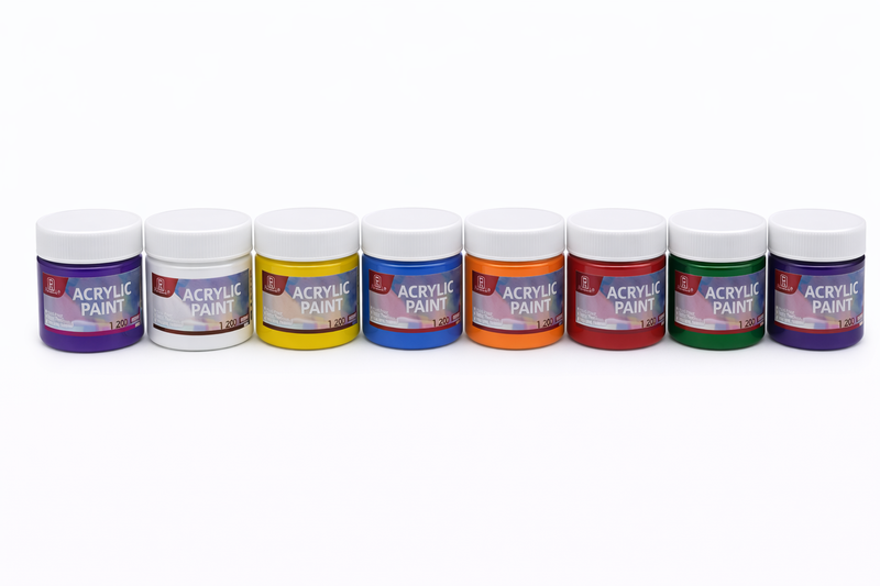 Acrylic Paint Set - Assorted Colours, 100ml (9 Bottles)