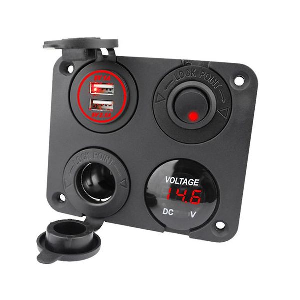 12V 24V Cigarette Lighter Socket Car Charger LED Voltmeter 2 USB Ports